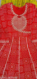 Women's rayon bandhani printed gota anarkali, three-quarter sleeves, India origin