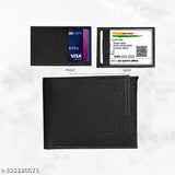 Men's and boys' faux leather wallet, solid pattern, 5 compartments, free size (12cm x 4cm), made in India