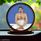High-quality wooden, matte finish Lord Anukul Thakur ji idol for car dashboard - Indian home decor showpiece, ideal for gifting