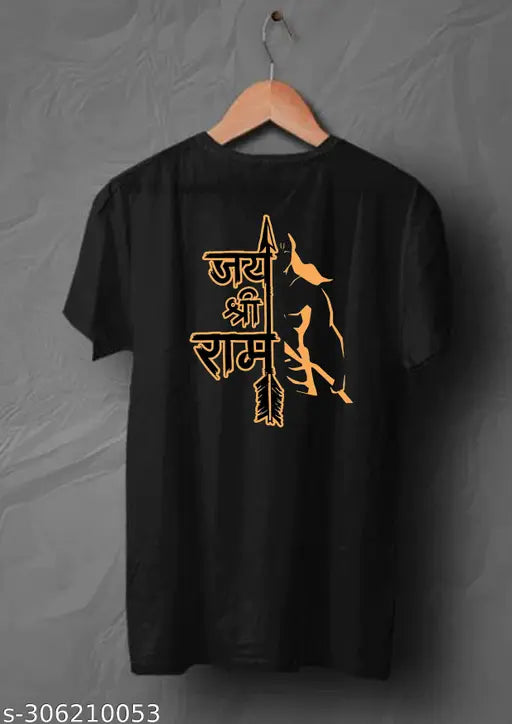 Classic cotton Shri Ram Ji printed t-shirt, ideal for Indian festivals, short sleeves, available in sizes S-XXL