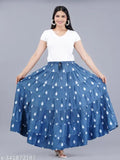 Rayon printed floral tiered skirt with drawstring and tassels, all sizes available from 34-Free Size