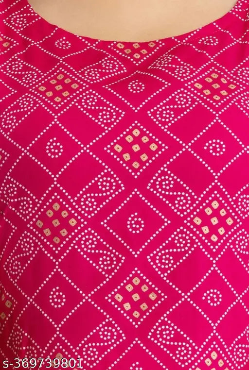 Rayon Banita Pretty Sleeveless Printed Kurti, 14kg Primyam Bandhni design, Indian fashion apparel