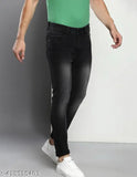 Black denim slim-fit jeans by Hardbull, dyed/washed for a light fade, perfect for contemporary casual wear