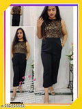 Gold Lycra sleeveless sequence jump suit - stylish, elegant, comfortable for women & girls (Size: S/M)
