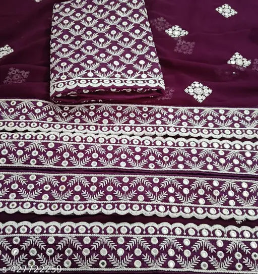 Vibrant Georgette & Satin Sequence Embroidered Lace Sari with Heavy Work Blouse - Indian fashion elegance
