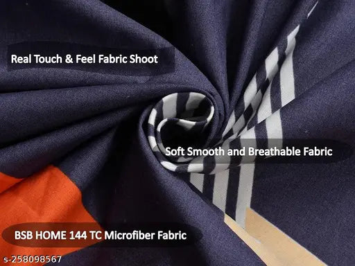 Cotton feel, geometric printed, elastic fitted king size bedsheet with pillow covers - ideal for summer, adult use, from Shiv Decor, fits mattress up to 8 inches (72x78x10)