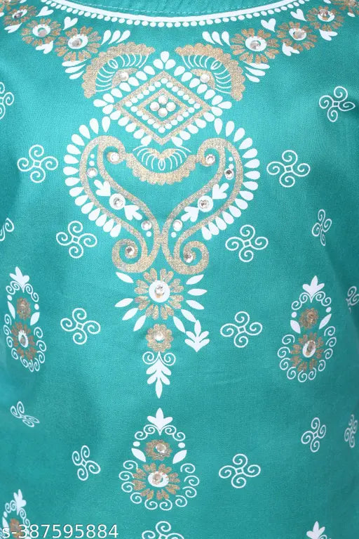Printed cotton rayon kurta sharara set for girls with dupatta, Indian ethnic wear in straight style and three-quarter sleeves