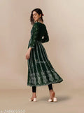 Georgette embroidered women's stitched kurti, three-quarter sleeves, Indian ethnic wear