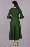 Dark Green Rayon Solid Flared Anarkali Kurti - Stylish, vibrant, and versatile women's fashion