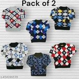 Wool boys sweaters pack of 2, trendy printed design, ideal for layering and play