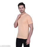 Peach solid cotton D Men's regular fit t-shirt - Indian summer essential for ultimate comfort