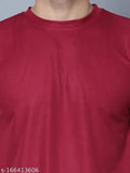 Black, navy blue, bottle green, maroon Garmin Drifit active t-shirt combo: 4 men's fashionable round neck polyester tees, short sleeves, solid pattern, India origin