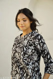 Comfortable cotton rayon night suit for women, full sleeve, printed pattern. Affordable ladies' nightwear set from India