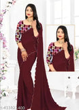 Sparkling Georgette saree with sequins, elegant for special occasions - Indian Georgette saree with embroidered blouse on display