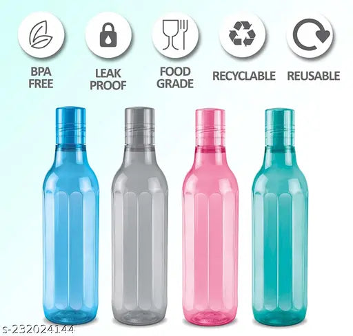 Prism 1000 Assorted Pet Water Bottles Set of 4, Leak-proof Plastic, 1L each - Pink, Perfect for pets on-the-go