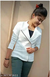 White woolen v-neck zipper jacket with kultin burfi style pattern, long sleeves for women