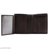 Black PU leather men's wallet by VERMELLO, features 2 compartments for organizing essentials
