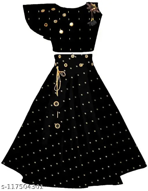 Taffeta silk lehenga choli set for kids, vibrant colors, jacquard stitch, perfect for parties & cultural events
