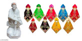 White marble Sai Baba Murti Idol Statue (35 inches), embroidered Om Sai Ram dress, for Pooja or home decoration