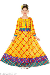 Stylish cotton blend printed 3/4 sleeve maxi dress for girls, exuding grace and allure at parties