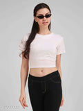 Cotton short-sleeved solid-color women's t-shirt from India - Fancy fashionable apparel
