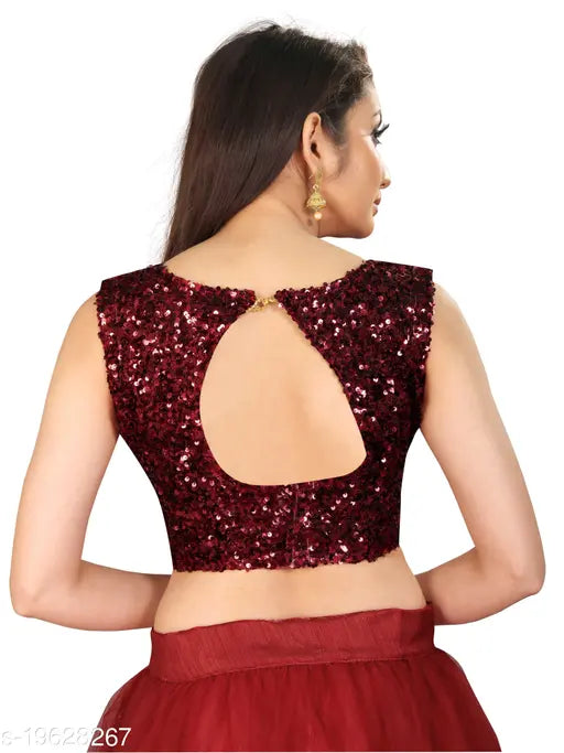 Red net ceremonial A-line lehenga with sequined blouse and solid dupatta, semi-stitched (waist size 38in, length 70in, dupatta length 2.2in), from India