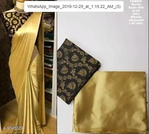 Trendy net saree with separate kora muslin blouse, traditional Indian fashion attire in solid pattern