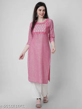 A-Line Women's Linen Kurti, Solid SQKURTI Anarkali style with three-quarter sleeves. Made for long-lasting elegance in India