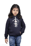 Navy Blue Wool Girls Hoodie Pack of 1, self-design hooded sweatshirt set for kids (ages 4-12), made in India