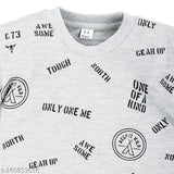 Grey cotton blend toddler sweatshirt with graphic print, ideal for winter partywear