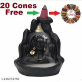 Poly Resin Shiv Idol (Smoke Statue) with 20 cones, traditional Indian home decor or gift item for pooja and office decor