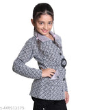 Red Frenko kid's premium wool cardigan for 5-8 years girls, printed net design, celery color