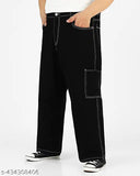 Stylish men's black denim baggy jeans with 6 pockets - Dyed/washed, size 28 (30" waist, 39" length, 38" hip), made in India