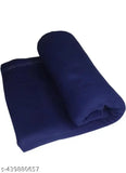 MBK blue fleece single plain Panipat blanket with floral print, free size (84x54in), made in India