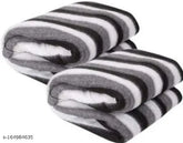 Black and White striped fleece blankets, 500TC, pack of 2, Wavva polyester blend