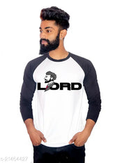 Lord print polycotton long sleeve T-shirt, refreshing round neck tee for men in S/M/L/XL sizes, Indian origin