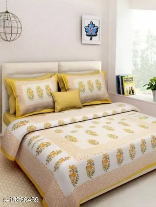 Classy pure cotton queen double bedsheet, 160 thread count, 2 pillow covers, made in India