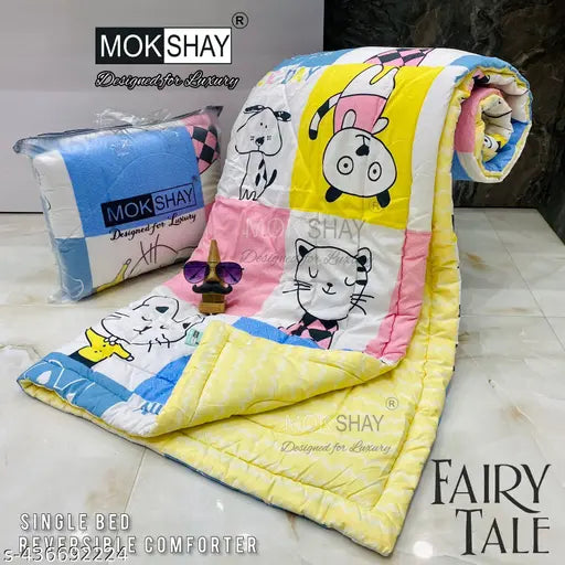 Soft cotton blend reversible single comforter, ideal for beautiful rooms & gifting, lightweight A/C friendly