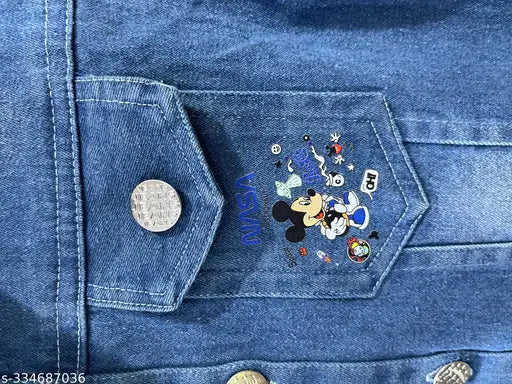 Unisex denim jacket with NASA print, long sleeves for kids aged 3-8 years, made in India