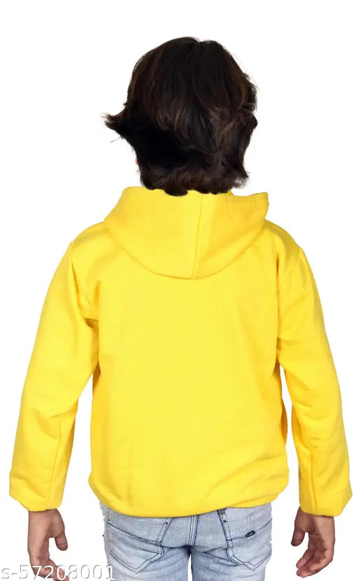 Boys yellow cotton blend sweatshirt & hoodie, printed pattern, long sleeves, stylish pullover for boys aged 6-14 years, India origin