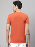 Orange cotton v-neck tshirts pack 2, printed pattern on short sleeves for men's casual wear, Indian origin