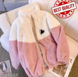 Colorblocked wool long sleeve sweatshirt for winter wear, two-tone design in multiple sizes (S, M, L, XL)