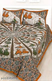 160 TC 100% cotton double bed sheets, ethnic motifs in superfine quality, includes 2 pillow covers - premium Indian collection