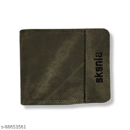 Brown faux leather Byfold wallet, SKSNIA branded for men. Modern durability meets classic craftsmanship