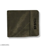 Brown faux leather Byfold wallet, SKSNIA branded for men. Modern durability meets classic craftsmanship