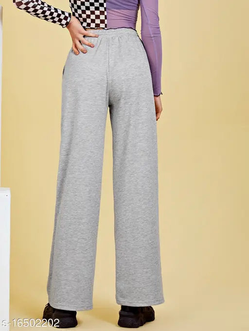 Solid grey cotton pyjamas and lounge pants for women - Kotty, comfortable loungewear from India