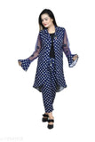 Cotton blend women's three-quarter sleeve dress set with shrug, solid combo in jacket and palazzo style, Indian origin
