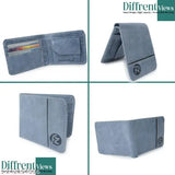 Genuine leather/faux leather bi-fold wallet with 4 card slots, secret pockets, and 2 currency compartments. Textured net design. Free size (12cm x 4cm). Indian craftsmanship