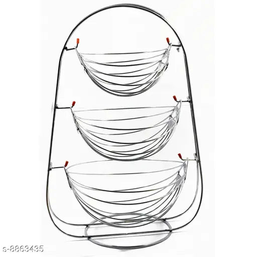 Stainless steel 3-tier fruit basket, silver standard for kitchen storage