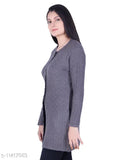 Acrylic camel-colored women's long cardigan with self-design knitted pattern, perfect for colder weather